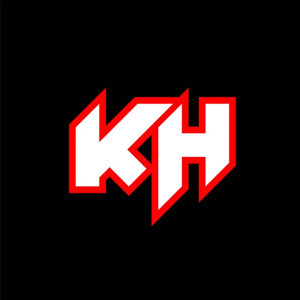 Khロゴデザイン Sci Fiスタイルの初期Kh文字デザイン ゲーム スポーツ テクノロジー デジタル コミュニティまたはビジネスのKhロゴ Hは現代イタリア語のアルファベットフォントをスポーツします タイポグラフィ都市型フォント — ストックベクタ