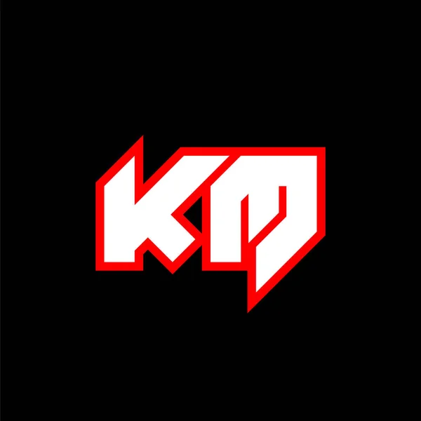 Kmロゴデザイン Sci Fiスタイルの初期Km文字デザイン ゲーム スポーツ テクノロジー デジタル コミュニティまたはビジネスのKmロゴ Mは現代イタリア語のアルファベットフォントをスポーツする タイポグラフィ都市型フォント — ストックベクタ