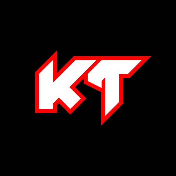 Ktロゴデザイン Sci Fiスタイルの初期Kt文字デザイン ゲーム スポーツ テクノロジー デジタル コミュニティまたはビジネスのKtロゴ Tは現代イタリア語のアルファベットフォントをスポーツします タイポグラフィ都市型フォント — ストックベクタ