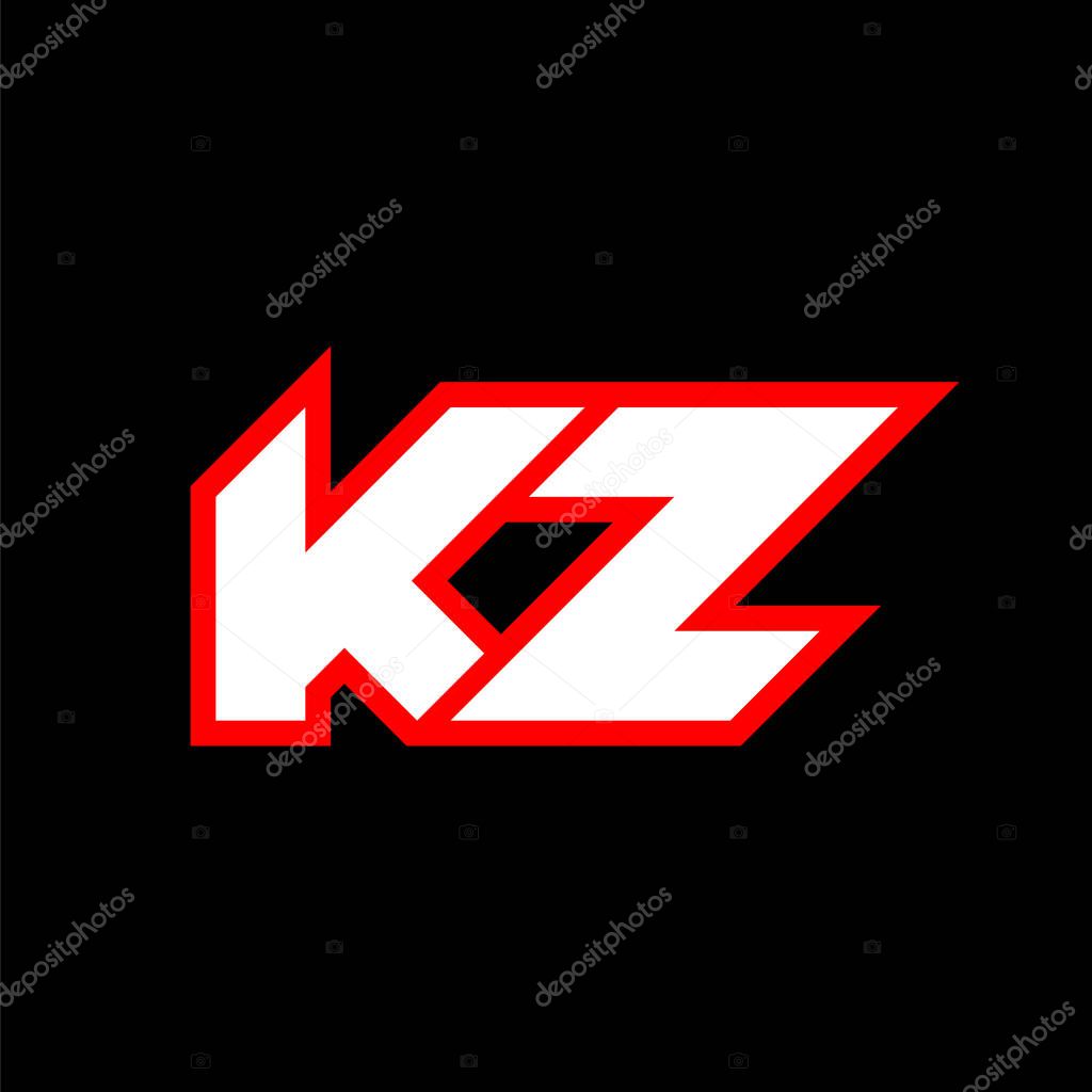 KZ logo design, initial KZ letter design with sci-fi style. KZ logo for game, esport, Technology, Digital, Community or Business. K Z sport modern Italic alphabet font. Typography urban style fonts.