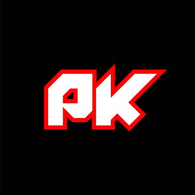 PK logo tasarımı, ilk PK harf dizaynı bilim-kurgu tarzında. Oyun, Esport, Teknoloji, Dijital, Topluluk veya İş için PK logosu. P K spor modern Italic alfabe yazı tipi. Tipografi kentsel yazı tipleri.