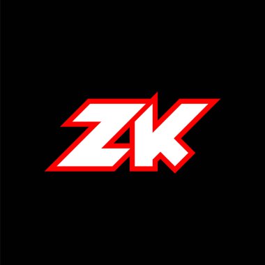 ZK logo tasarımı, ilk ZK harf dizaynı bilim-kurgu tarzında. Oyun, Esport, Teknoloji, Dijital, Topluluk veya İş için ZK logosu. Z K spor modern Italic alfabe yazı tipi. Tipografi kentsel yazı tipleri.