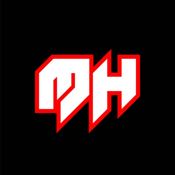 Mh标志设计 初始Mh字母设计与科幻风格 用于游戏 Esport Technology Digital Community或Business的Mh标志 H运动现代意大利语字母表字体 地形学城市风格字体 — 图库矢量图片