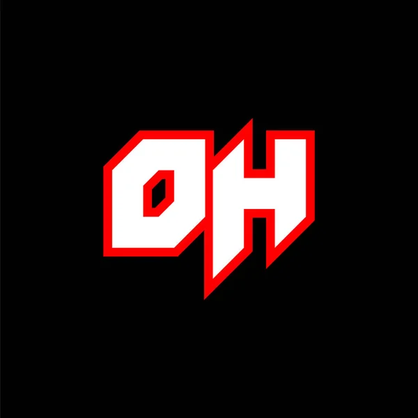 Ohロゴデザイン Sci Fiスタイルの初期Oh文字デザイン ゲーム スポーツ テクノロジー デジタル コミュニティまたはビジネスのためのOhロゴ Hは現代イタリア語のアルファベットフォントをスポーツします タイポグラフィ都市型フォント — ストックベクタ