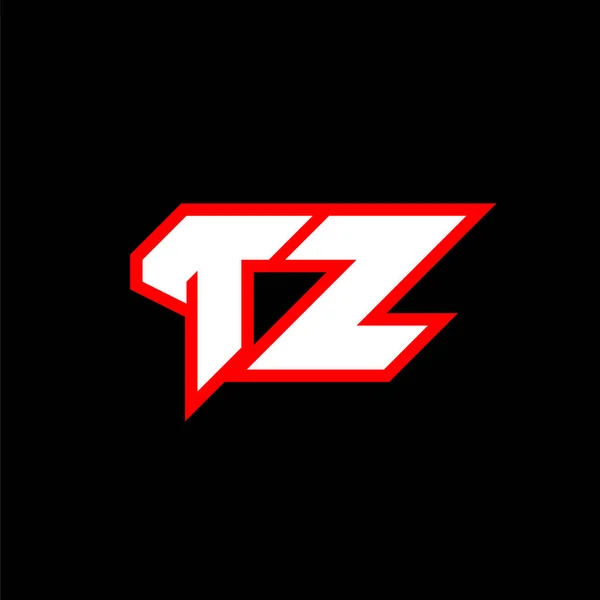 Tz标志设计 Tz首字母设计采用科幻小说风格 用于游戏 Esport Technology Digital Community或Business的Tz标识 Tz运动现代意大利语字母表字体 地形学城市风格字体 — 图库矢量图片
