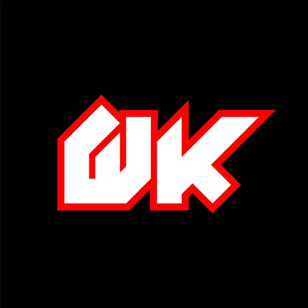 Wkのロゴデザイン Sci Fiスタイルの最初のWkの手紙のデザイン ゲーム スポーツ テクノロジー デジタル コミュニティまたはビジネスのWkロゴ Kは現代イタリア語のアルファベットフォントをスポーツ タイポグラフィ都市型フォント — ストックベクタ