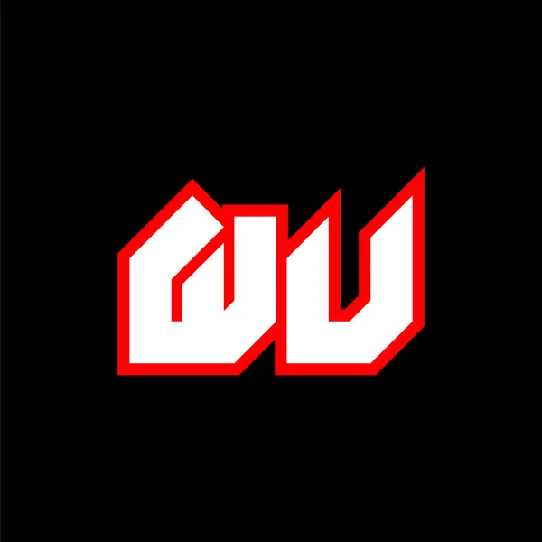 Wuのロゴデザイン Sfスタイルの最初のWuの文字のデザイン ゲーム スポーツ テクノロジー デジタル コミュニティまたはビジネスのWuロゴ Uは現代イタリア語のアルファベットフォントをスポーツします タイポグラフィ都市型フォント — ストックベクタ