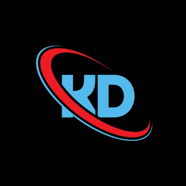 KD harfli logo tasarımı. KD logosu kırmızı ve mavi.