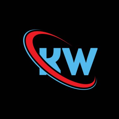 KW harfli logo tasarımı. KW logosu kırmızı ve mavi.