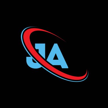 JA mektup logosu tasarımı. JA simge tasarımı. Büyük harfli logo kavramı.