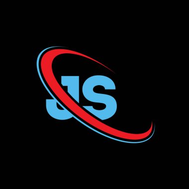 JS J 'in harf logosu tasarımı. İlk harf JS bağlı daire büyük harfli logo kırmızı ve mavi. JS logosu, JS tasarımı