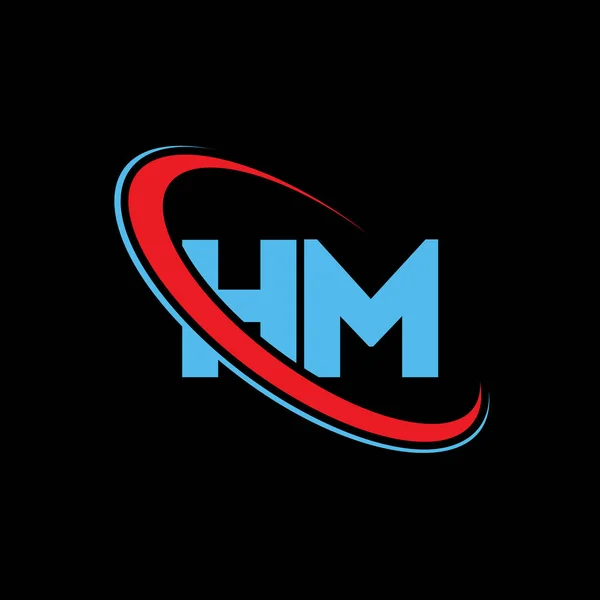 M字母标识设计 首字母Hm链接圈大写字母标识红色和蓝色 Hm标志 M设计 — 图库矢量图片