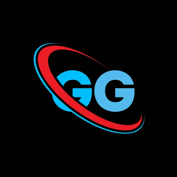 G文字のロゴデザイン 初期文字Ggリンクサークル大文字のモノグラムロゴ赤と青 Ggロゴ Gデザイン — ストックベクタ