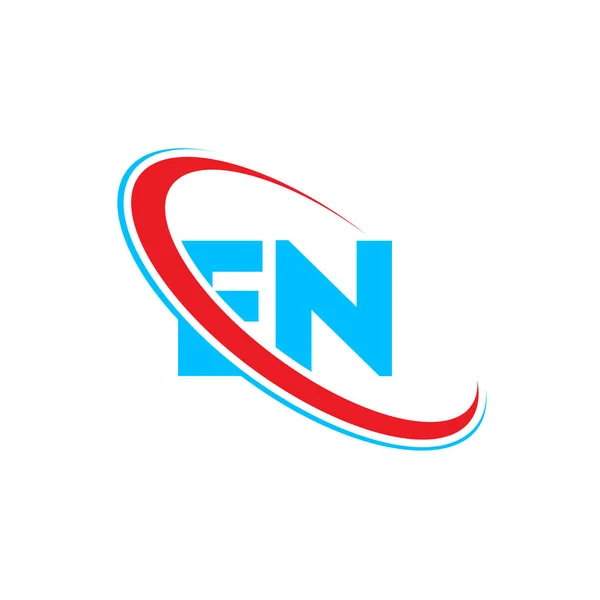 N文字ロゴデザイン 頭文字Enリンクサークル大文字のモノグラムロゴ赤と青 Enロゴ Design — ストックベクタ