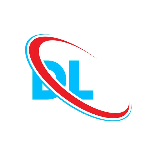 L字母标识设计 首字母Dl链接圆柱形符号红色和蓝色 Logo Design — 图库矢量图片