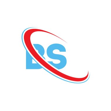 BS B S harfli logo tasarımı. İlk harf BS bağlı daire büyük harfli logo kırmızı ve mavi. BS logosu, B S tasarımı