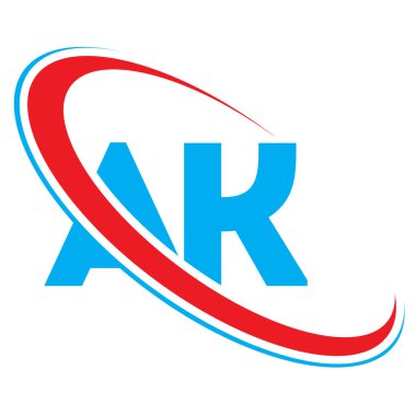 AK Harf logosu tasarımı, AK Harfi, AK logosu. AK ilk harf logosu kırmızı ve mavi renkli, Vector logosu iş veya şirket kimliğiniz için şablon elementleri dizayn ediyor.