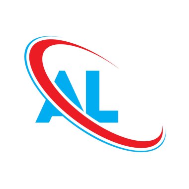 AL Letter logo tasarımı, AL Letter, AL logosu. AL ilk harf logosu kırmızı ve mavi renkli, Vector logosu iş veya şirket kimliğiniz için şablon elementleri dizayn eder.