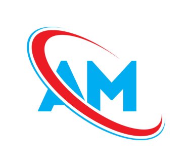 AM Letter logo tasarımı, AM Letter, AM logosu. AM ilk harf logosu kırmızı ve mavi renkli, Vector logosu iş veya şirket kimliğiniz için şablon elemanları dizayn eder.