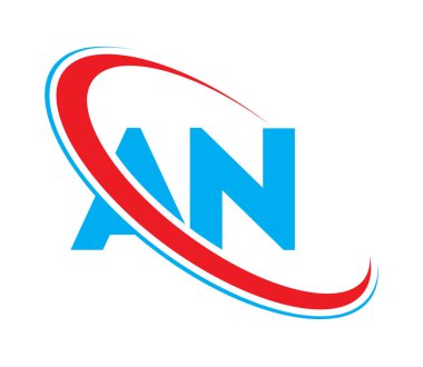 An Letter logo tasarımı, AN Letter, AN logosu. İlk harf logosu kırmızı ve mavi