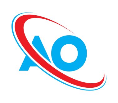 AO Letter logo tasarımı, AO Letter, AO logosu. AO ilk harf logosu kırmızı ve mavi renkli, Vector logo tasarım şablonu elemanları iş veya şirket kimliğiniz için.
