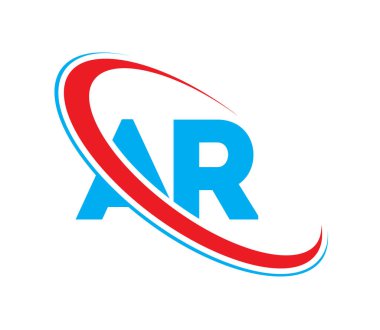 AR Letter logo tasarımı, AR Letter, AR logosu. AR ilk harf logosu kırmızı ve mavi