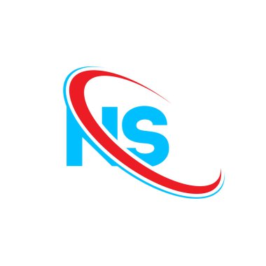NS N harfli logo tasarımı. İlk harf NS bağlı daire büyük harfli monogram logo kırmızı ve mavi. NS logosu, N S tasarımı