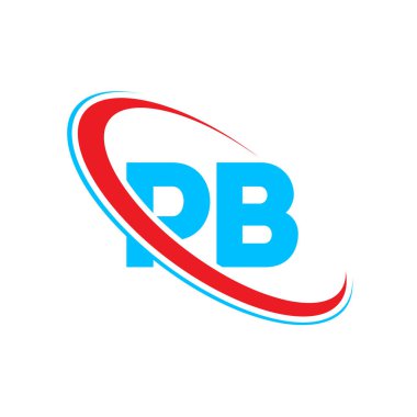 PB P B harfi logo tasarımı. İlk harf PB bağlı daire büyük harfli monogram logo kırmızı ve mavi. PB logosu, PB tasarımı