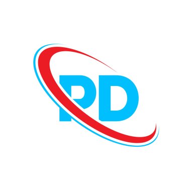 Polis Departmanı 'nın logo tasarımı. İlk harf PD bağlı daire büyük harfli monogram logo kırmızı ve mavi. PD logosu, PD tasarımı