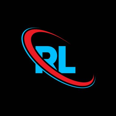 RL R L harf logosu tasarımı. İlk harf RL bağlı daire büyük harfli monogram logo kırmızı ve mavi. RL logosu, R L tasarımı. Evet, evet.