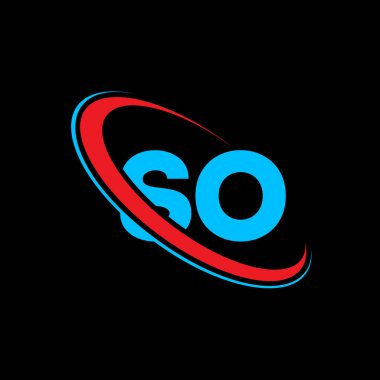 So S O harfi logo tasarımı. İlk harf SO bağlı daire büyük harfli monogram logo kırmızı ve mavi. S O logosu, S O tasarımı. Bu yüzden...