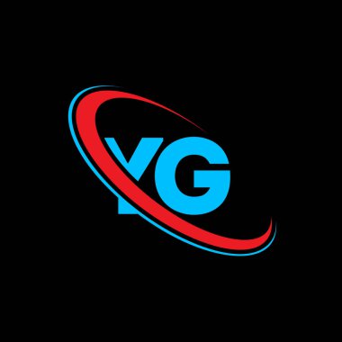 YG G harf logosu tasarımı. İlk harf YG bağlı daire büyük harf monogram logosu kırmızı ve mavi. YG logosu, Y G tasarımı. Evet, evet.