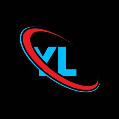 YL Y harf logosu tasarımı. İlk harf YL bağlantılı daire büyük harfli monogram logo kırmızı ve mavi. YL logosu, Y L tasarımı. Hey, hey!
