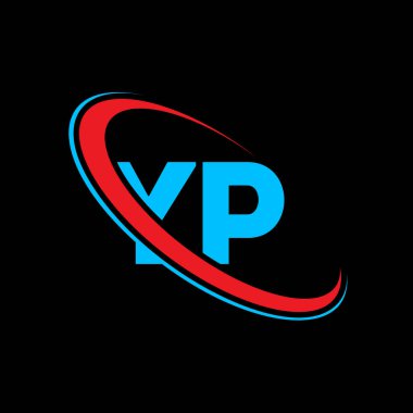 YP Y harfi logo tasarımı. İlk harf YP bağlı daire büyük harf monogram logosu kırmızı ve mavi. YP logosu, YP tasarımı. Evet, evet.