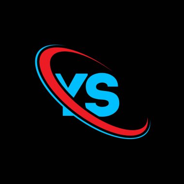 YS Y 'nin harf logosu tasarımı. İlk harf YS bağlı daire büyük harfli monogram logo kırmızı ve mavi. YS logosu, Y tasarımı. Evet, evet.
