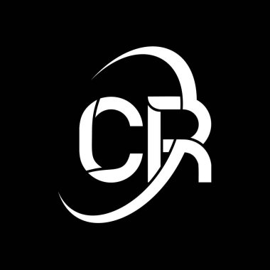 CR Harf Logosu Tasarımı. İlk harfler CR logo simgesi. Soyut harf CR C R minimal logo tasarım şablonu. C R Harf Tasarım Vektörü ve siyah renkler. Cr logosu