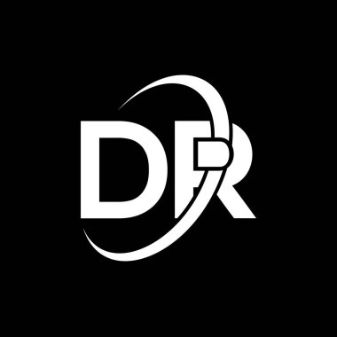 DR Harf Logosu Tasarımı. İlk harfler DR logo simgesi. Soyut harf DARD minimal logo tasarım şablonu. Siyah renkli D R harfi tasarım vektörü. dr logosu