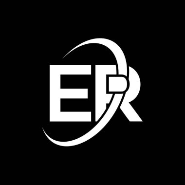 Acil Servis Harf Logosu Tasarımı. İlk harfler ER logo simgesi. Acil Servis E R 'nin soyut harfi minimal logo tasarım şablonu. E R Harf Tasarım Vektörü ve siyah renkler. er logosu