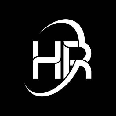 HR Harf Logosu Tasarımı. Baş harfler HR logo simgesi. Soyut HR H R harfi minimal logo tasarım şablonu. H R Harf Tasarım Vektörü ve siyah renkler. hr logosu