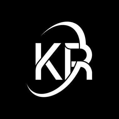 KR Harf Logosu Tasarımı. İlk harfler KR logo simgesi. Soyut harf KR K R minimal logo tasarım şablonu. K R Harf Tasarım Vektörü ve siyah renkler. kr logosu