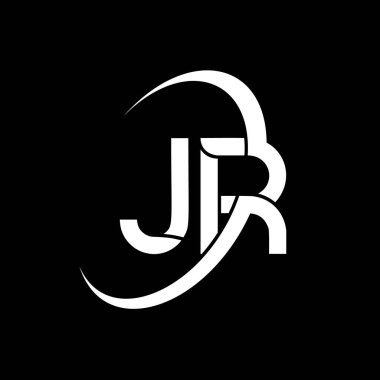 JR Mektup Logosu Tasarımı. Baş harfler JR logo simgesi. Soyut harf JR J R minimal logo tasarım şablonu. Siyah Renkli J R Harf Tasarım Vektörü. jr logosu