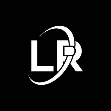LR Harf Logosu Tasarımı. İlk harfler LR logo simgesi. Soyut harf LR R minimal logo tasarım şablonu. L R Harf Tasarım Vektörü ve siyah renkler. Logom.