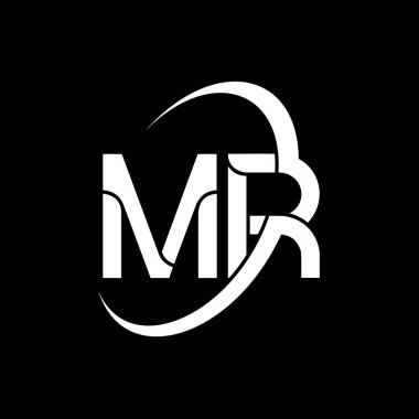 MR Harf Logosu Tasarımı. İlk harfler MR logo simgesi. Soyut harf MR M R minimal logo tasarım şablonu. M R Harf Tasarım Vektörü ve siyah renkler. Bay logo