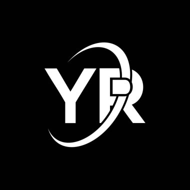 YR Mektup Logosu Tasarımı. Baş harfler YR logo simgesi. Soyut harf YR Y R minimal logo tasarım şablonu. Y R Harf Tasarım Vektörü ve siyah renkler. Senin logon.