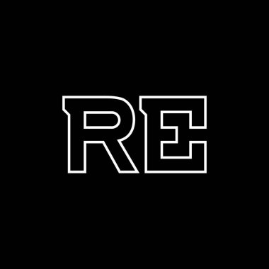RE harf logosu tasarımı. RE logosu, RE ve ER. Şey...