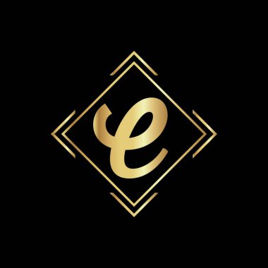 C harfi logo tasarımı altın rengi. Siyah arkaplanda altın rengi olan C harfi.