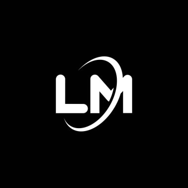 LM L M harfi logo tasarımı. İlk harf LM bağlı daire büyük harf monogram logo beyaz renk. LM logosu, L M tasarımı. Ben, ben...