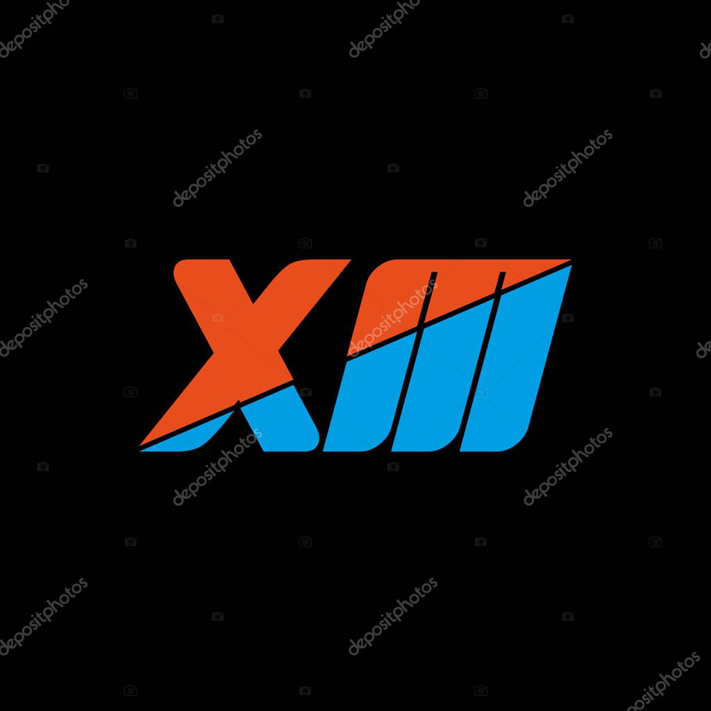 XM letter logo design orange and blue color on black background. XM creative initials letter logo concept. xm icon, XM monogram design.