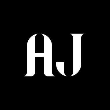 AJ A J harfli logo tasarımı. İlk harf AJ bağlı daire büyük harf monogram logo beyaz renk. AJ logosu, A J tasarımı. AJ, A J