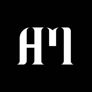 AM A M harfli logo tasarımı. İlk harf AM bağlı daire büyük harfli monogram logo beyaz renk. AM logosu, A M tasarımı. Ben, bir...